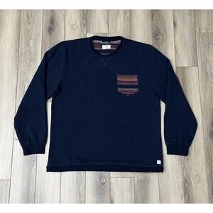 Marine Layer Sweatshirt Mens XL Blue Navy Signature Fleece Pocket Crewneck